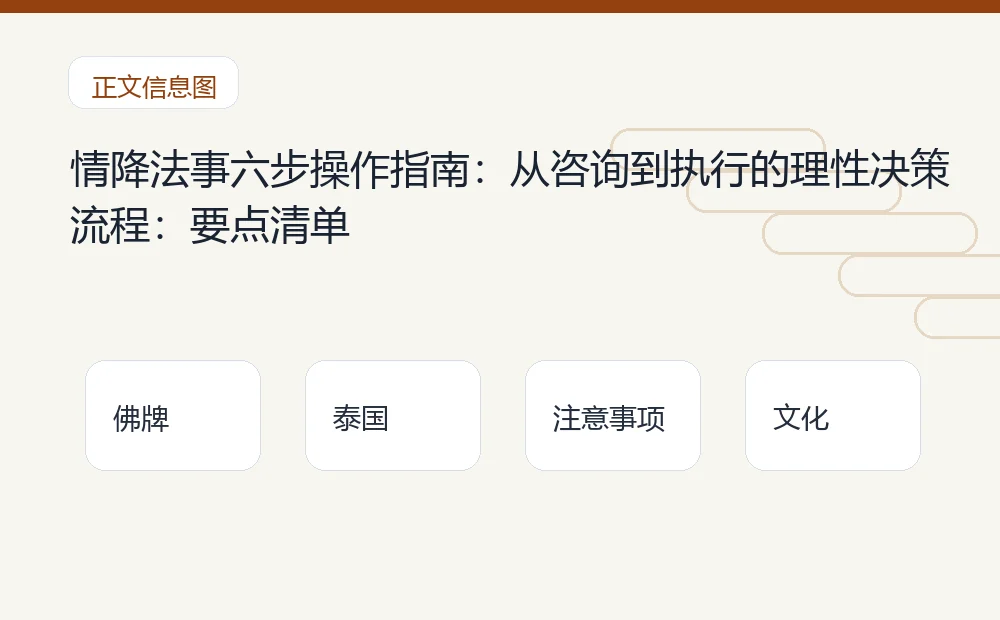 情降法事六步操作指南:从咨询到执行的理性决策流程插图1 情降法事六步操作指南:从咨询到执行的理性决策流程:要点清单 泰国佛牌与法事内容说明图
