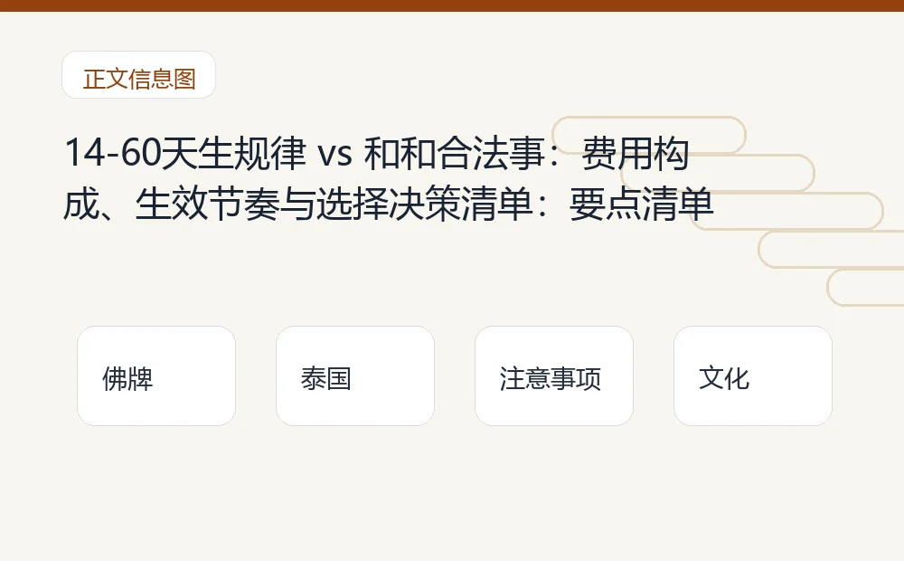 14-60天生规律 vs 和和合法事:费用构成、生效节奏与选择决策清单插图1 14-60天生规律 vs 和和合法事:费用构成、生效节奏与选择决策清单:要点清单 泰国佛牌与法事内容说明图