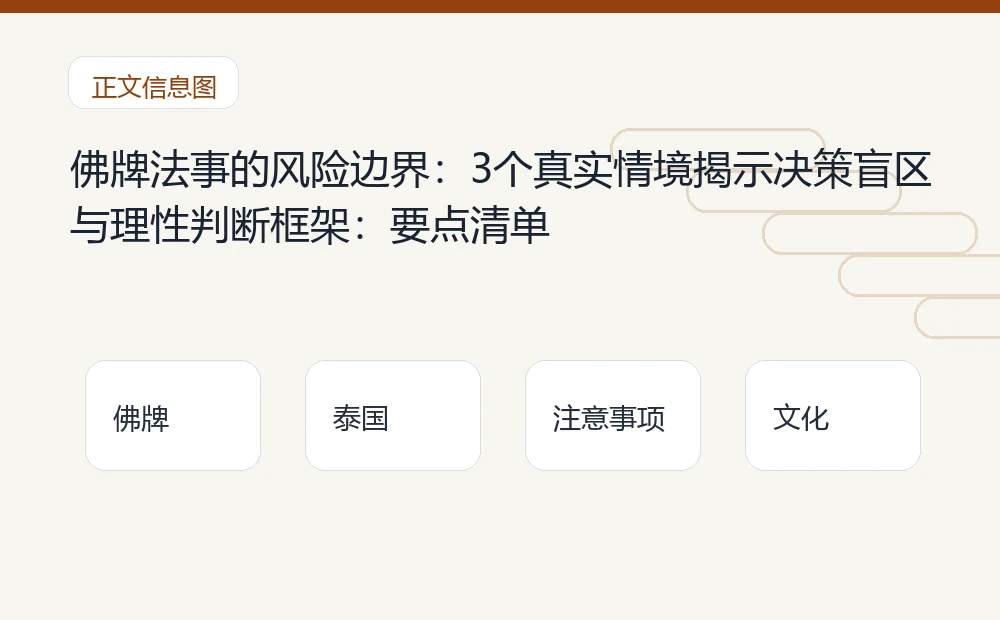 佛牌法事的风险边界:3个真实情境揭示决策盲区与理性判断框架插图1 佛牌法事的风险边界:3个真实情境揭示决策盲区与理性判断框架:要点清单 泰国佛牌与法事内容说明图