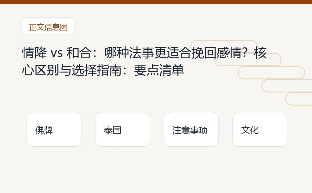情降 vs 和合:哪种法事更适合挽回感情?核心区别与选择指南插图 情降 vs 和合:哪种法事更适合挽回感情?核心区别与选择指南:要点清单 泰国佛牌与法事内容说明图