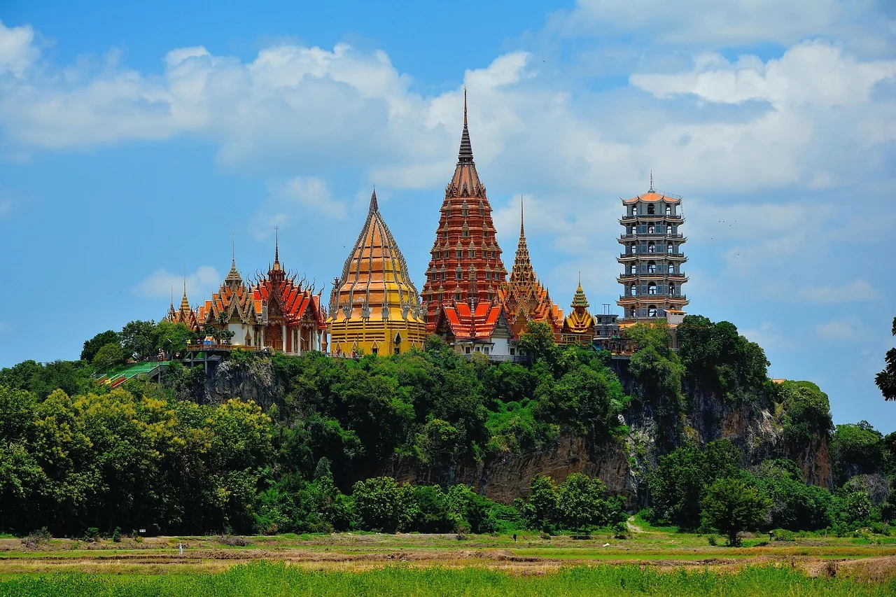 chinese temple, tiger cave temple, castle, mountain, clear sky, sky, landscape, spring, nature, color, thai, beautiful, 