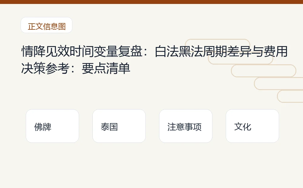 情降见效时间变量复盘:白法黑法周期差异与费用决策参考插图1 情降见效时间变量复盘:白法黑法周期差异与费用决策参考:要点清单 泰国佛牌与法事内容说明图