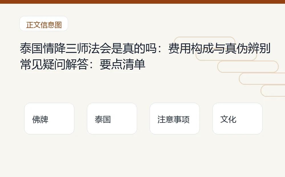 泰国情降三师法会是真的吗：费用构成与真伪辨别常见疑问解答：要点清单 泰国佛牌与法事内容说明图